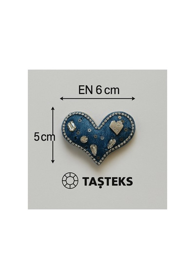 Ütülenebilen Veya Sticker Olarak Kullanılabilen Love Denim Kalp Patch Modeli