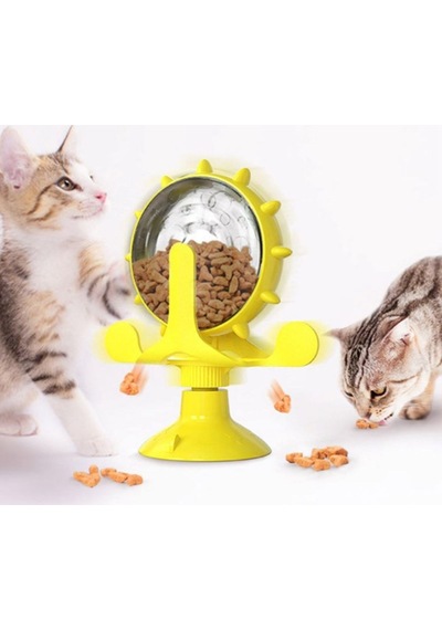 Roichil Vantuzlu Zilli İnteraktif Dönebilen Mama Kaplı Renkli Eğlenceli Eğitici Kedi Oyuncağı