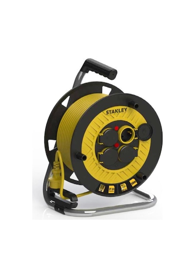 Stanley Profesyonel Makaralı Kauçuk Kablo Termikli IP44, 4 Kapatlı Soketli 25 M 3 x 1,5 MM