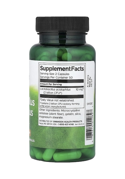 Swanson Vitamins, Lactobacillus Acidophilus, 1 Billion Cfu, 100 Capsules