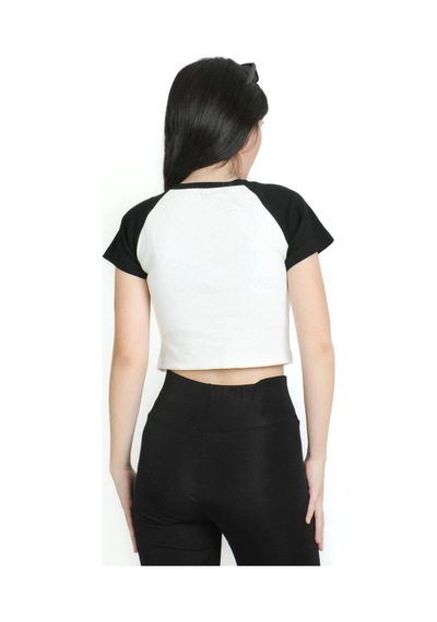 Tarzsokak Crop Yaka Patlı Reglan Kol Beyaz