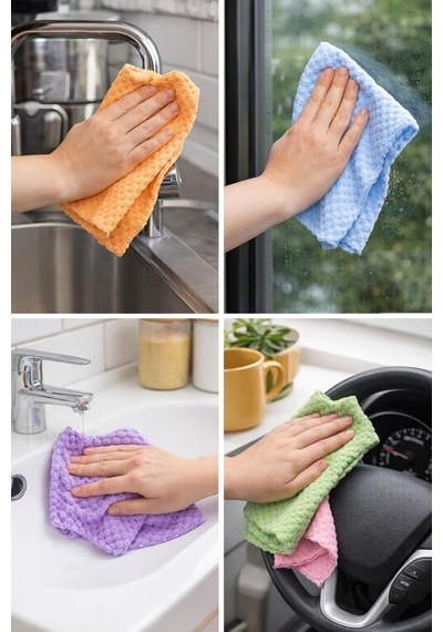 10 Adet Profesyonel Mikrofiber Temizlik Bezi Seti, Ultra Yüksek Emici, İz Ve Tüy Bırakmaz, Çizmeden Temizlik Sağlar, Dayanıklı Ve Defalarca Yıkanabilir, Çok Amaçlı Kullanım Düz Belirtilmemiş