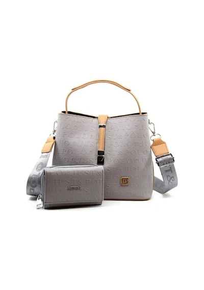 Just Polo Kadın Su Geçirmez Şık El & Omuz Çantası Ve Cüzdanı Kombin Shopper Gri - Taba