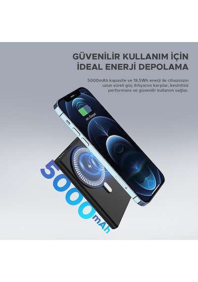 Dexim A16 5000mah Alüminyum Magsafe Pd 18w Giriş - 20w Çıkış Powerbank - Dca0064 Siyah