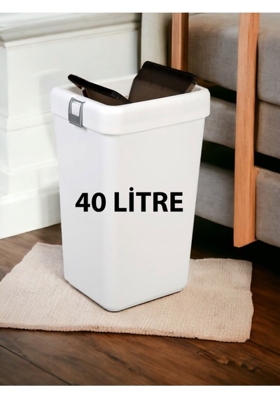 Technow Motek COB-412 40 Litre Kilitli Hassas Kapaklı Çöp Kutusu Kovası + Temizlik Seti