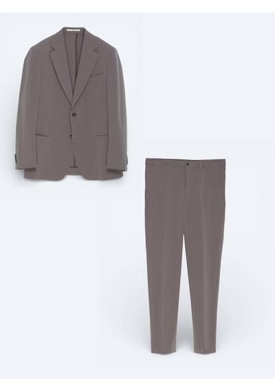 Haki Düz Modern Fit Takım Elbise