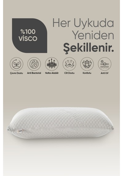 Akıllı Visko Yastık - Isı Hafızalı Tombul Ortopedik Lüx Yastık - Termal Isı Dengeleyici Beyaz