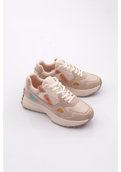 Dgn 83191 Kadin Sneaker Ayakkabi Bej Multi