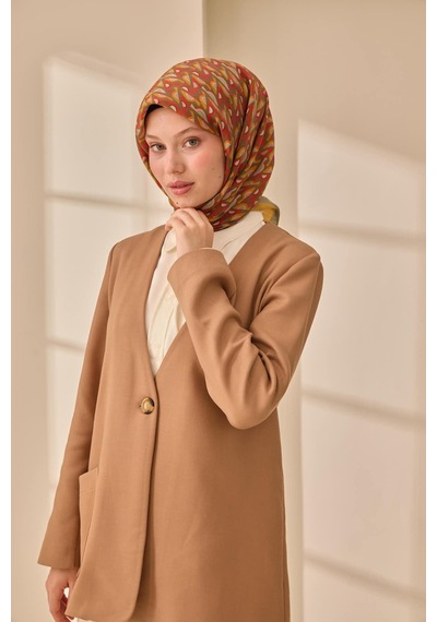 Silk Home Aura Eşarp 140006-17 Haki, Yanık Sarı, Vizon, Mercan