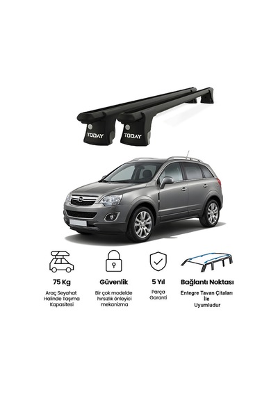 Trio-ı Opel Antara 2007-2017 Uyumlu Siyah Kilitli Ara Atkı 120cm Port Bagaj Tavan Barı