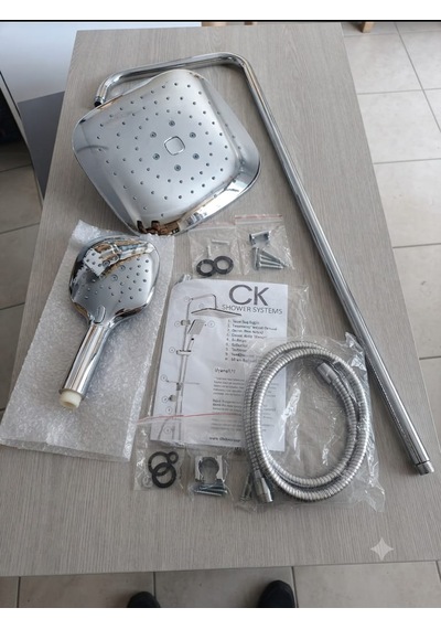Ck Shower Systems Kare Tepe Başlıklı Robot Duş Seti - Krom Kaplama Paslanmaz Kolon Duş Sistemi