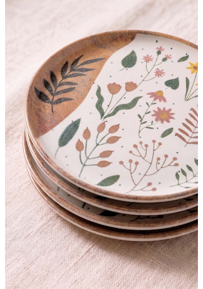 Soft Bloom Nordic Pasta Tabağı 4'lü Pasta & Sunum Tabağı 22 Cm Çok Renkli