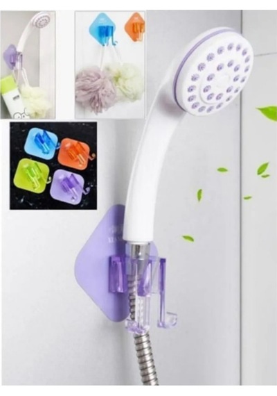 Kendinden Yapışkanlı Çift Askılı Banyo Duş Başlığı Tutucu Duş Başlığı Organizeri Beyaz Belirtilmemiş Diğer