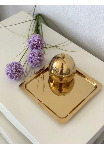 Shinehomedecor Kare Gold Tepsi 21*21 Kare