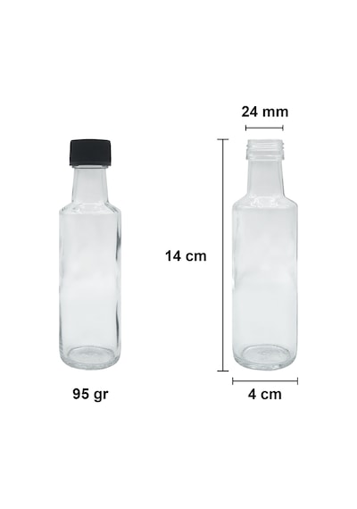 Afracam Dorika Şeffaf 100 ML Cam Şişe Sızdırmaz Kapak 81 Adet