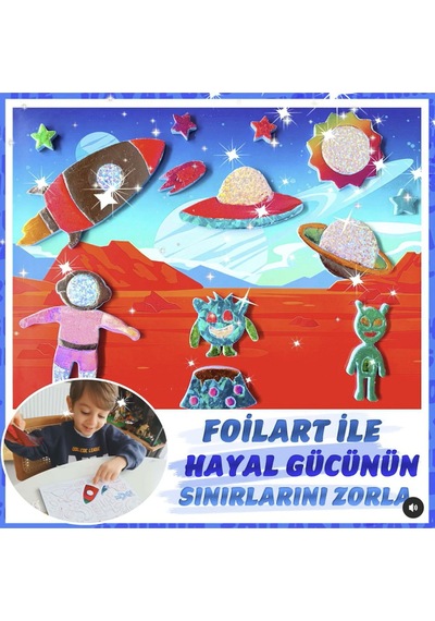 Foılart Peel & Press Yapışkanlı Renkli Basklı Folyo Sanatı 1 Li Uzay Temalı Set