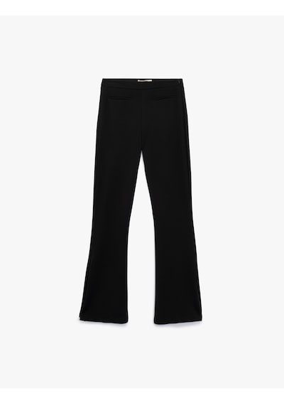 Koton Slim Fit Yırtmaç Detaylı İspanyol Paça Pantolon Siyah 6wak40026ek Siyah