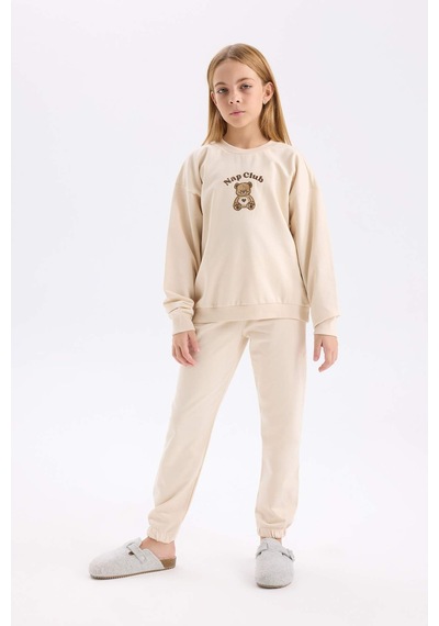 DeFacto Kız Çocuk Pijama Takımı Baskılı Bisiklet Yaka Uzun Kollu Üst Beli Lastikli Alt D9369A824WNER120 DeFacto Kız Çocuk Pijama Takımı Baskılı Bisiklet Yaka Uzun Kollu Üst Beli Lastikli Alt D9369A824WNER120