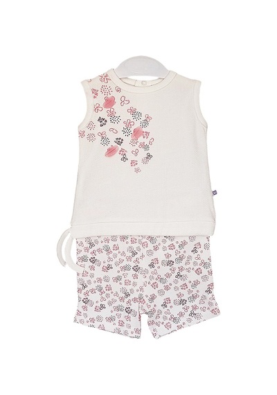 S-Mall Bibaby Pink Clover Şortlu Bebek Takımı - 2 Li - Ekru (491029754) Ekru