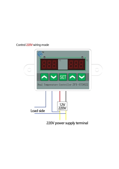 Zfx-st3012 220v Çift Röle Çıkışlı Termostat - Sıcaklık Kontrol Cihazı