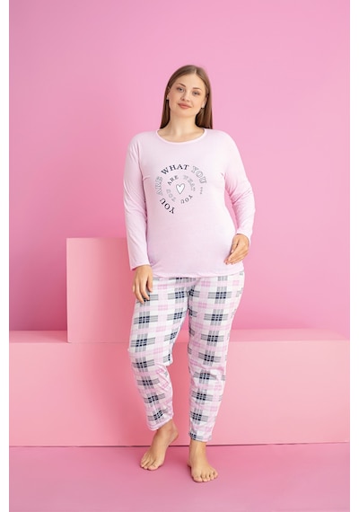 Rindahomewear Büyük Beden Süprem Pijama Takımı Pembe