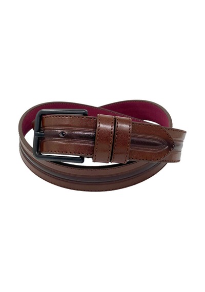 Süzer Deri Kahverengi Suni Deri Ortası Desenli Model 4 Cm.lik Spor Kemer - 9013-52-22rl Kahverengi