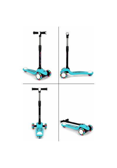 Scooter Yeni Pro 3tekerli Led Işıklı 3kademeli 50kğ Taşıma Kapasiteli 3+yaş Turkuaz