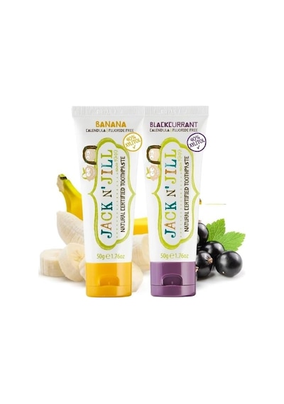Jack N' Jıll Jack N Jill Doğal Sertifikalı Diş Macunu Muz & Frenk Üzüm Aromalı 2'li Paket 2x50g