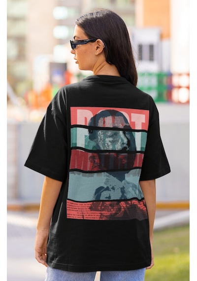 Tasarım Post Malone Sırt Baskılı Unisex Oversize Şarkıcı Tişört Siyah