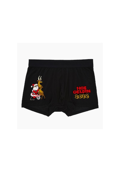Erkek Yılbaşı Hediyesi Siyah Hoşgeldin Yeni Yıl Boxer Siyah