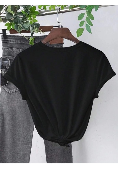 Novalisse Kadın Kalp Baskılı T-shirt Kısa Kol Bisiklet Yaka Oversize Tişört - Siyah Çoklu Renk
