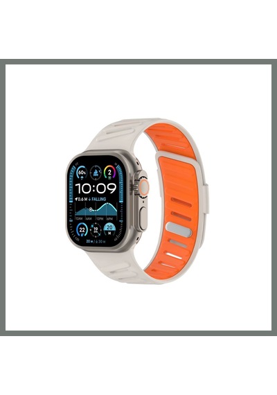 Bezos Watch Ultra 49mm Twin Silikon Kordon - Beyaz-turuncu Mmbz
