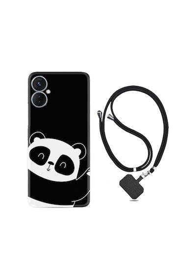 Tecno Spark 9T Kılıf İpli Boyun Askılı Desenli Silikon Bay Bay Panda 1784