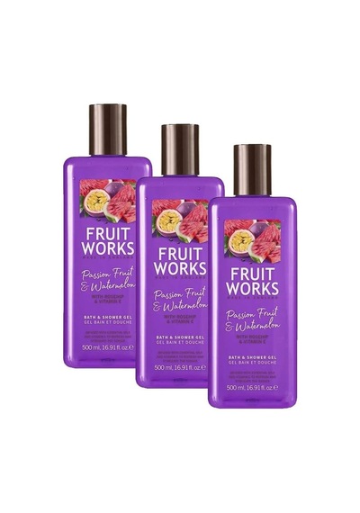 Fruit Works Sg Passion Fruit And Watermelon Duş Jeli 500 Ml 3 Paketi Açık Bej