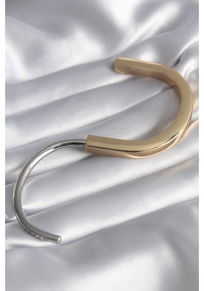 Ezoconcept 316l Çelik Gold Gümüş Renk Zirkon Taşlı Tiffany Vıp Seri Kadın Kelepçe Çok Renkli