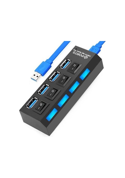 usb 3.0 4 port anahtarlı usb 3.0 çoğaltıcı hub siyah