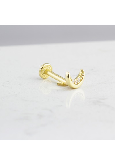 Glorria Altın Ay Tragus Piercing Çok Renkli
