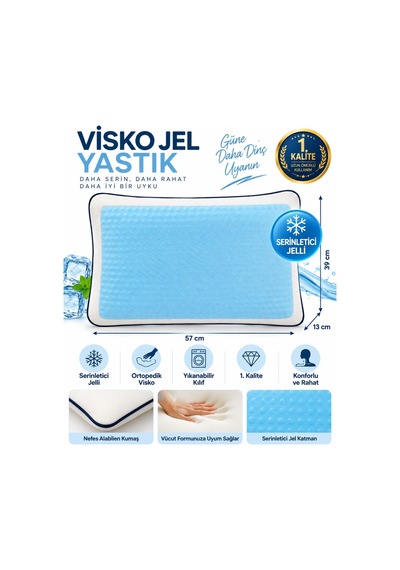 La Keyf Terletmeyen Ortopedikyastık Serinleten Jelli Visco Yastık Beyaz