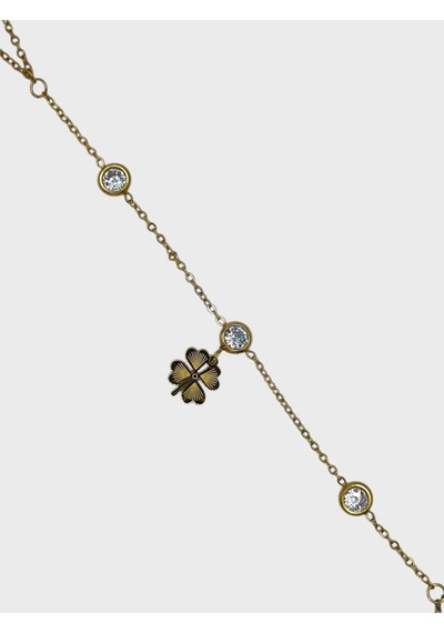Arnes Jewelry Çelik Zirkon Taşlı Yoncalı Şahmeran Bileklik Ar581nes Gold