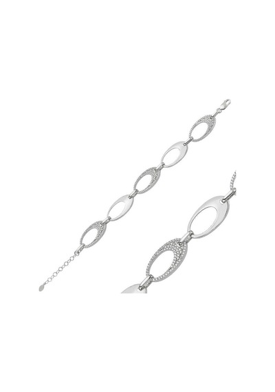 Gümüş Taşlı Oval Bayan Bileklik