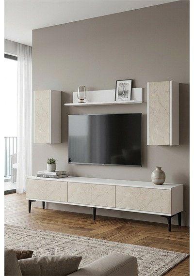 Tvr1899bt - Aplos Tvr180 Tv Ünitesi Takım , Tv Sehpası Beyaz-traverten Kapak 180cm Tvr1899bt - Aplos Tvr180 Tv Ünitesi Takım , Tv Sehpası Beyaz-traverten Kapak 180cm