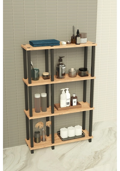 Terada 4 Katlı Banyo Düzenleyici Çok Raflı Banyo Organizeri Çok Amaçlı Banyo Düzenleyici - Meşe Meşe