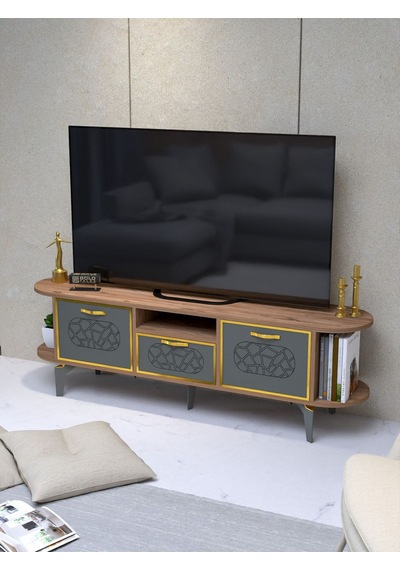 Tv Sehpası Mira 5030 Atlantik Gold 160 Cm 35 Cm 50 Cm Kahverengi