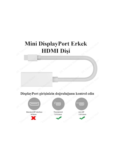 Mini Displayport (Thunderbolt) To Hdmı Dönüştürücü Kablo