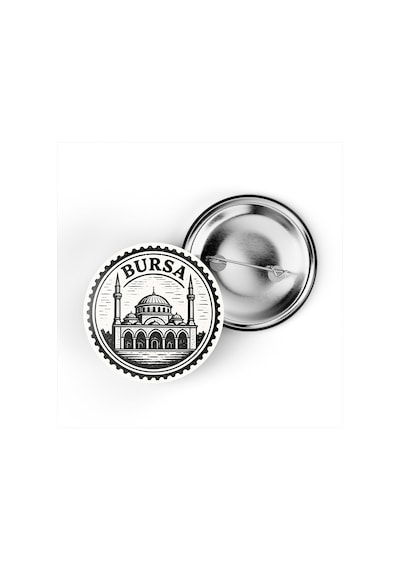 5 Adet İğneli Çanta Rozeti - Ulu Cami - Bursa - 44 MM Çok Renkli