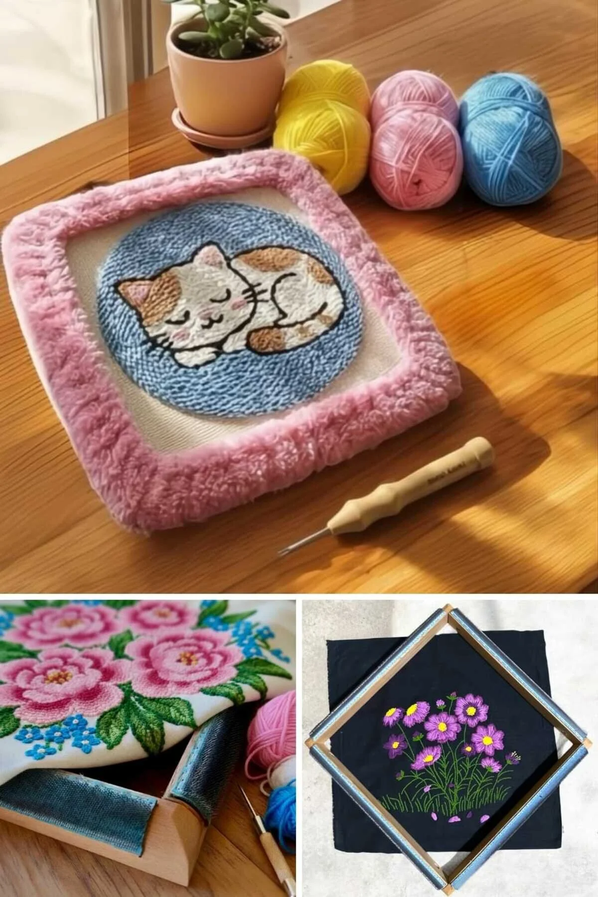 30x30 Cm Kombinasyon Özellikli Punch Ve Tüm Nakışlara Uygun İğneli/telli Ahşap Kasnak Kılıf Hediye 0