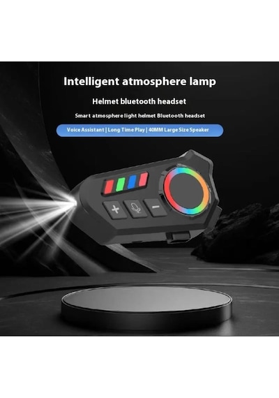 Fener Işık Özellikli Kask Kulaklık Su Geçirmez Bluetooth 5.4 Motosiklet Kask Kulaklığı Rgb Işıklı
