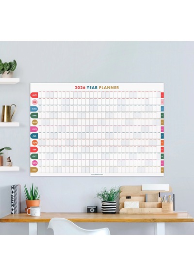 2027 Yıllık Planlayıcı Duvar Takvimi, 2027 Duvar Takvimi, Canlı Parlak Renkli, Minimalist Duvar Takv