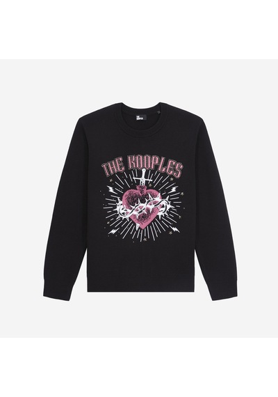 The Kooples Kadın Comfort Fit Bisiklet Yaka Baskılı Siyah Sweatshirt