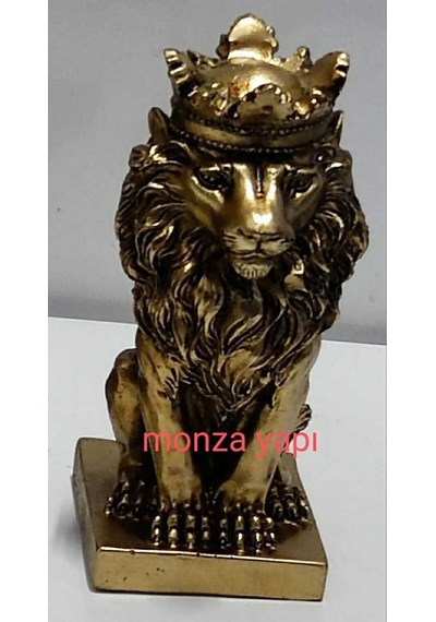 Dekoratif Küçük Aslan Kral Altın 16 Cm Polyester Biblo